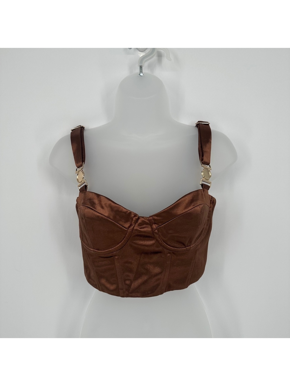 Princess Polly Brown Satin Bustier Corset Crop Top